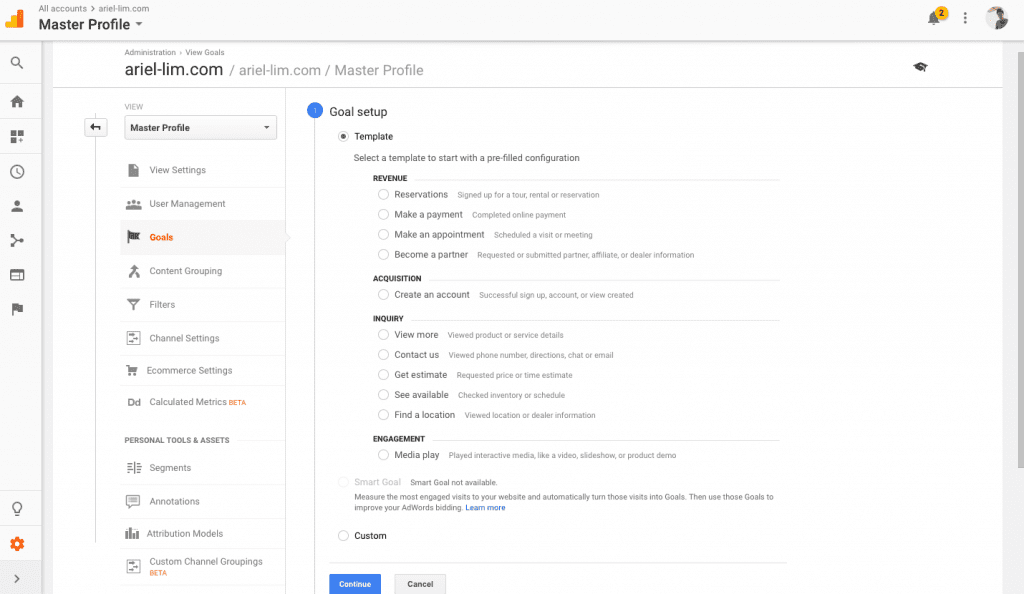 Google Analytics Goals: Setup