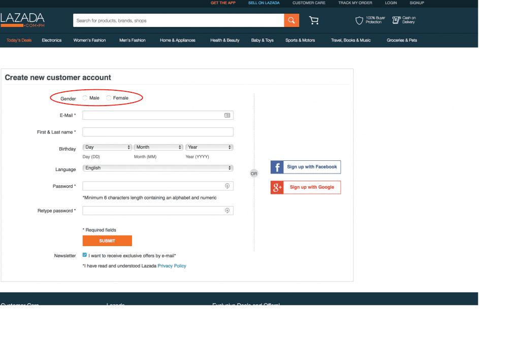 Account Creation in Lazada