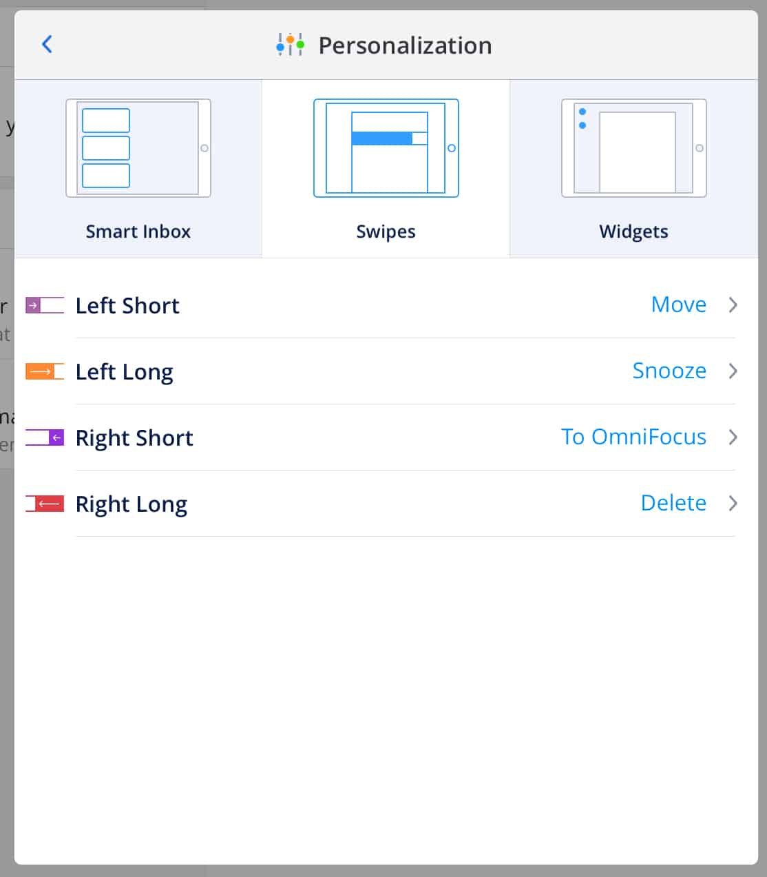 Spark by Readdle - Personalization Using Swipes