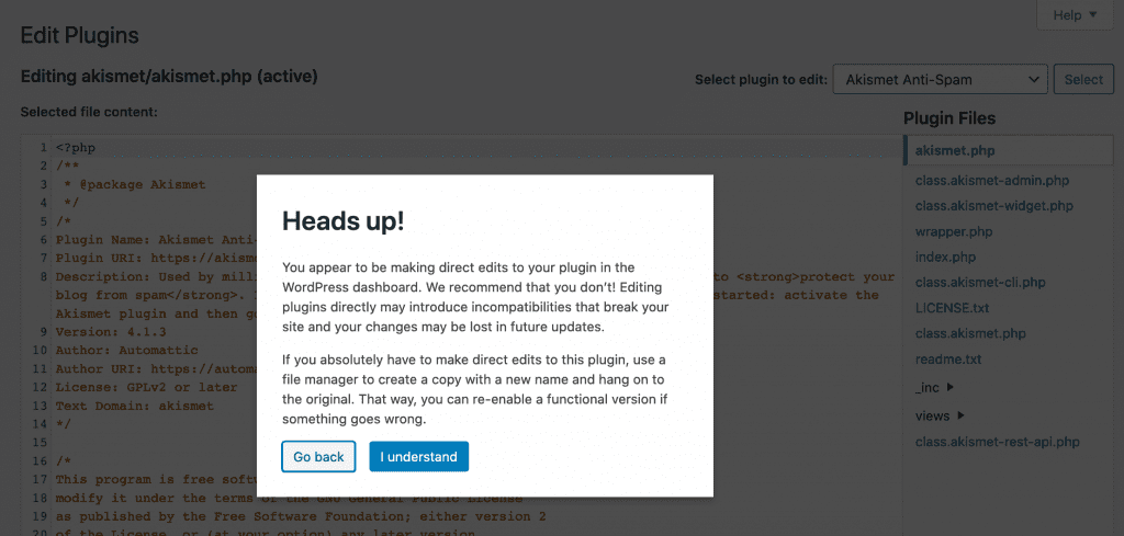 WordPress Plugins Warning