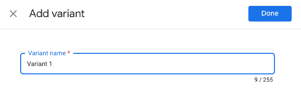Add a Variant Name Google Optimize