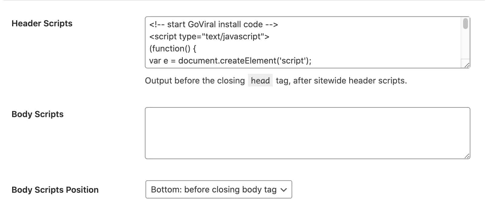 Genesis Framework Header Scripts