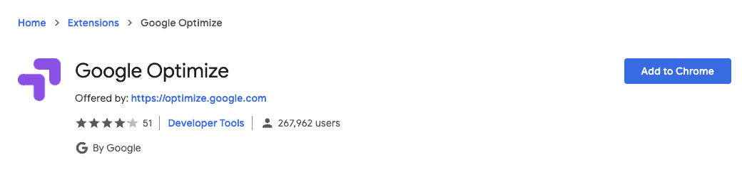 Google Optimize Extension in Chrome
