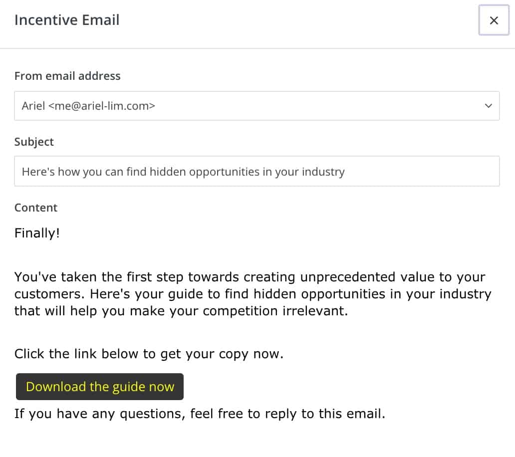 Incentive Email Copy ConvertKit
