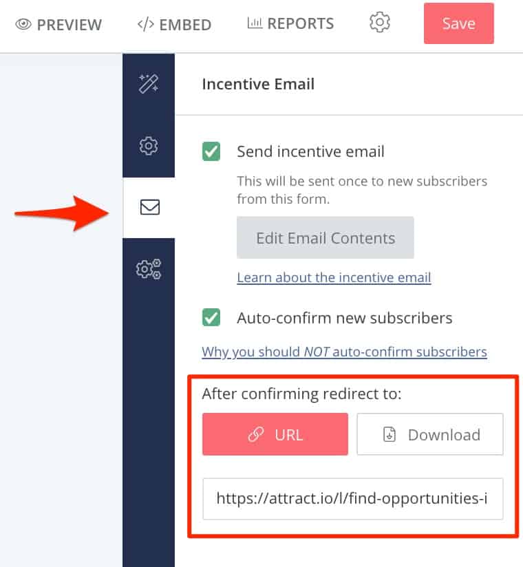 Incentive Email Redirect ConvertKit