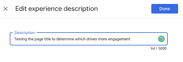 Variant Description Google Optimize