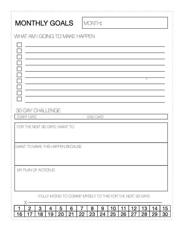 Monthly Goal Template