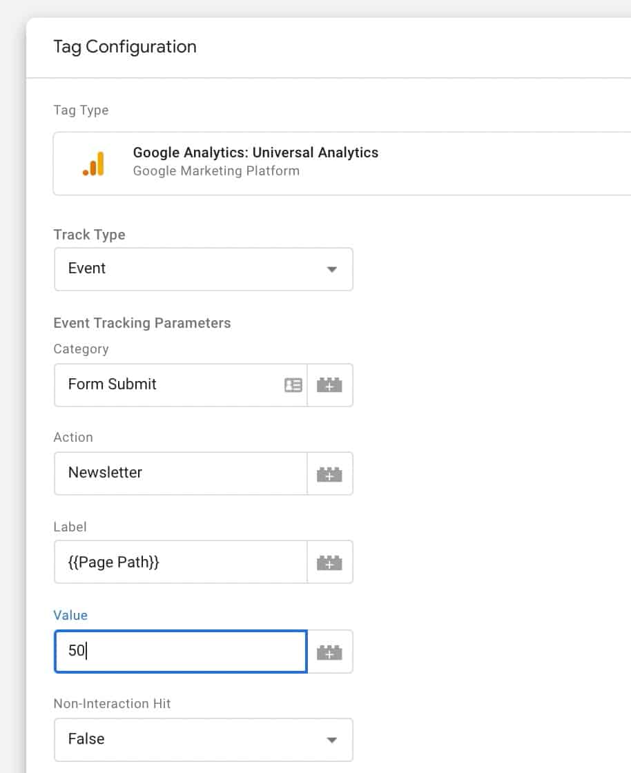 Sample Tag Configuration in GTM for Form Submissions