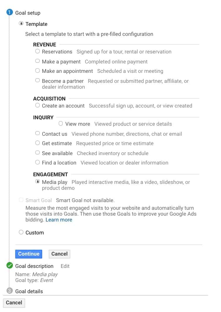 Google Analhytics Goal Setup