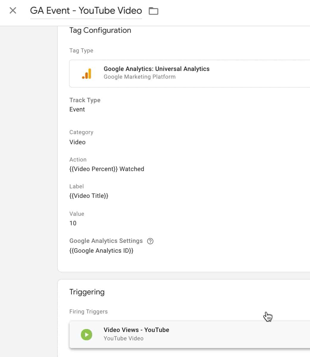 Sample Tag Configuration in GTM for View Views