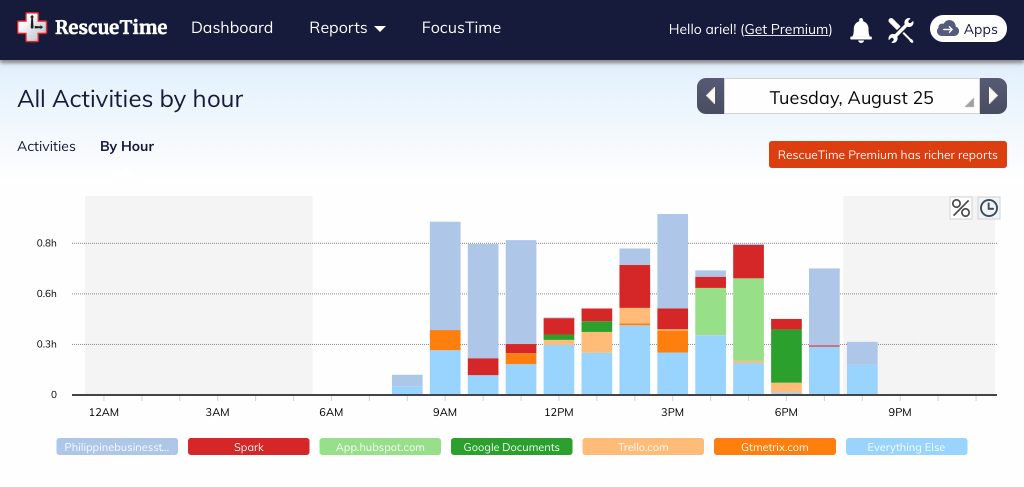 Sample Report in RescueTime