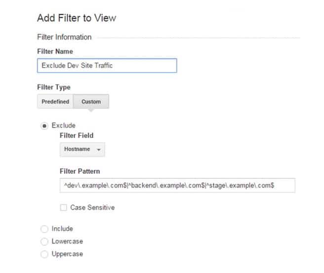 Exclude Staging Site Google Analytics Filter