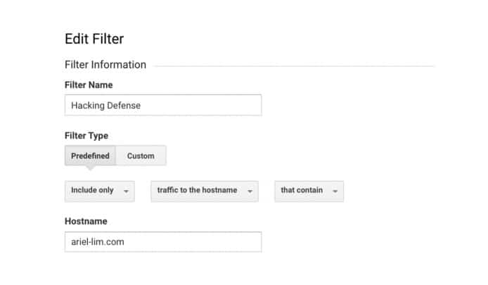 Hacking Defense Google Analytics Filter